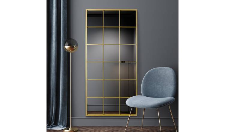 MirrorOutlet Fenestra Gold Metal Wall Mirror - 174x85cm