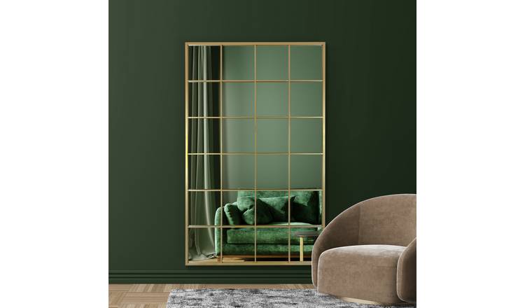 MirrorOutlet Fenestra Gold Metal Wall Mirror - 174x110cm