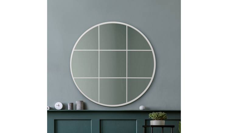 MirrorOutlet Circulus White Metal Round Wall Mirror - 100cm