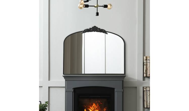 MirrorOutlet Crown Black Metal Arch Wall Mirror - 102x80cm