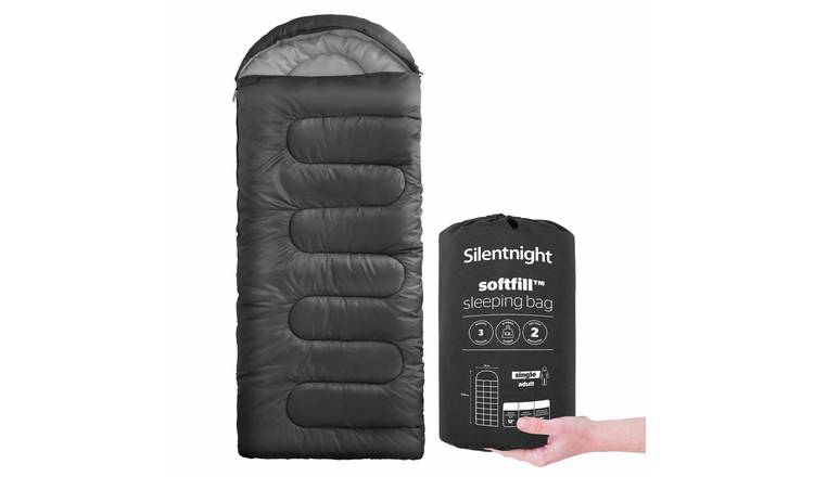 Silentnight 280 GSM Mummy Softfill  Adult Sleeping Bag - Black/Grey