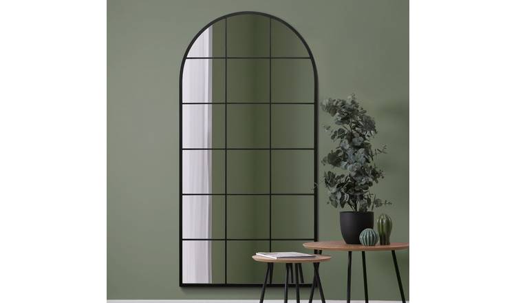 MirrorOutlet Fenarc Black Metal Arch Wall Mirror - 180x90cm