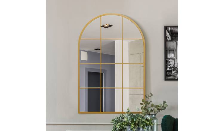 MirrorOutlet Fenarc Gold Metal Arch Wall Mirror - 120x80cm