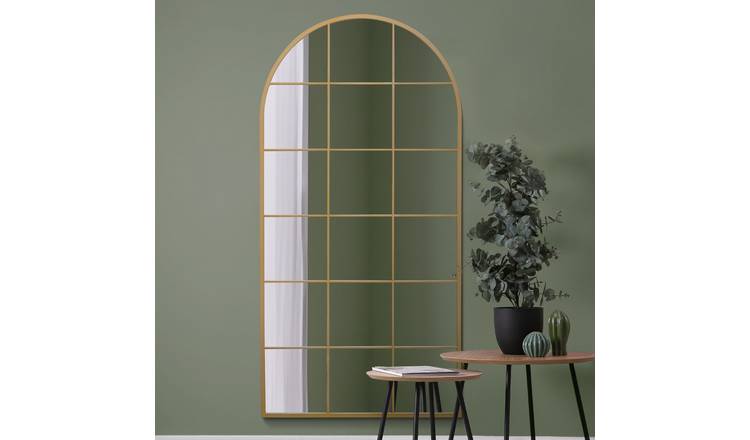MirrorOutlet Fenarc Gold Metal Arch Wall Mirror - 180x90cm
