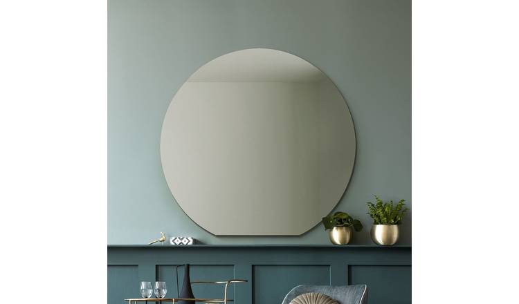 MirrorOutlet Circulus Black Frameless Wood Arch Wall Mirror - 100x106cm