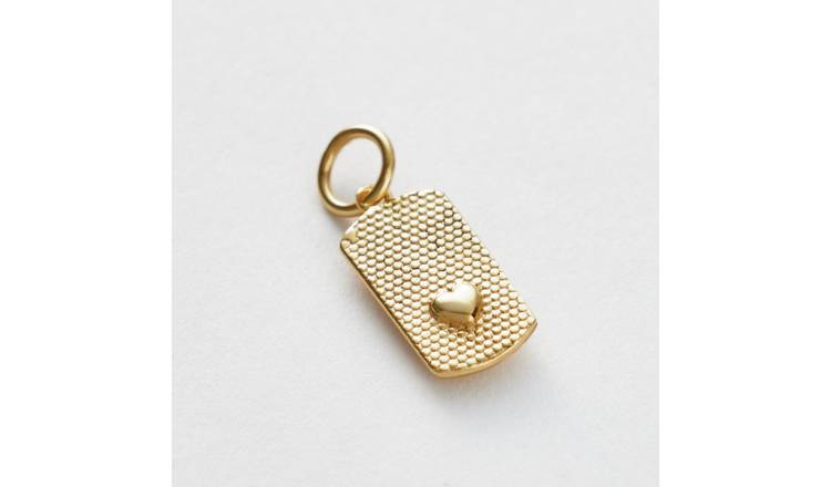 Revere Gold Plated 925 Sterling Silver Heart Dog Tag Charm