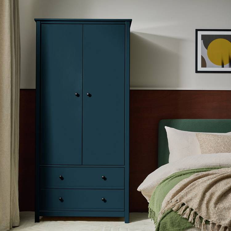 Habitat Brooklyn 2 Door 2 Drawer Wardrobe - Ink Blue 0