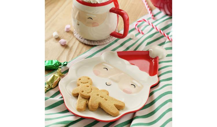 Argos Home Santa Shaped Stoneware Side Plate - Red