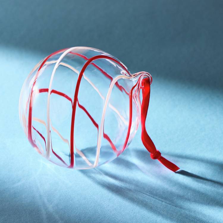 Habitat Glass Red and White Swirl Design Christmas Bauble 0