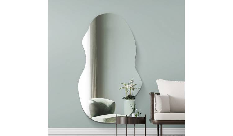 MirrorOutlet Lacuna Black Wood Wavy Wall Mirror - 160x70cm