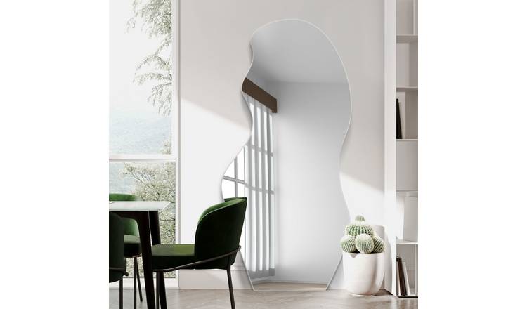 MirrorOutlet Lacuna Black Pebble Wood Wavy Wall Mirror - 170x80cm
