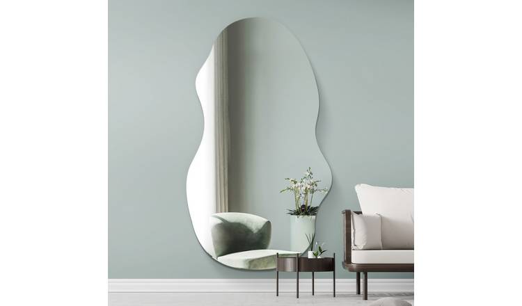 MirrorOutlet Lacuna Black Wood Wavy Wall Mirror - 180x80cm
