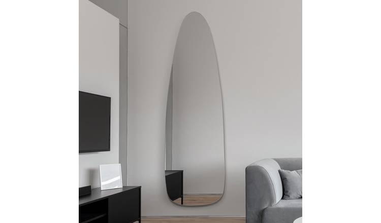 MirrorOutlet Lacuna Black Wood Wavy Wall Mirror - 100x45cm