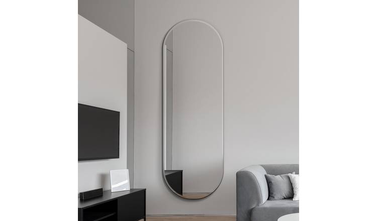 MirrorOutlet Lacuna Black Metal Oval Wall Mirror - 180x65cm