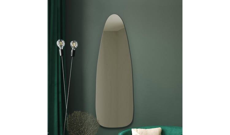 MirrorOutlet Lacuna Black Wood Pebble Wall Mirror - 120x40cm
