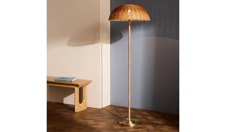 Habitat Alba Rattan Umbrella Floor Lamp - Brown