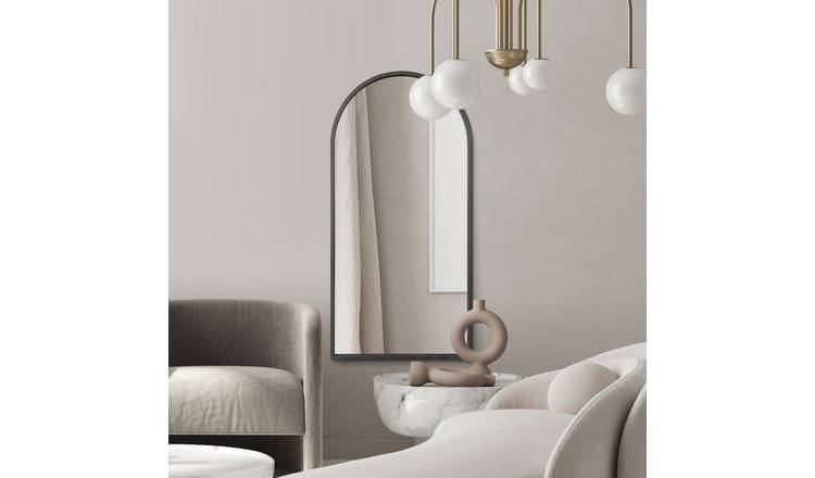 MirrorOutlet Arcus Black Metal Arch Wall Mirror - 160x80cm
