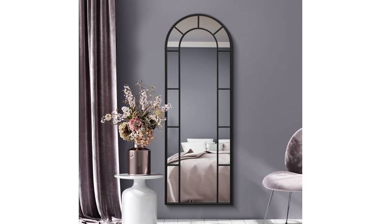MirrorOutlet Arcus Black Metal Wall Mirror - 170x60cm