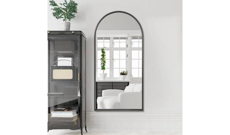 MirrorOutlet Arcus Black Metal Arch Wall Mirror - 180x90cm