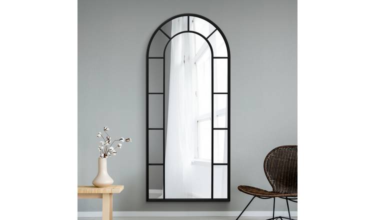 MirrorOutlet Arcus Black Metal Arch Wall Mirror - 190x85cm