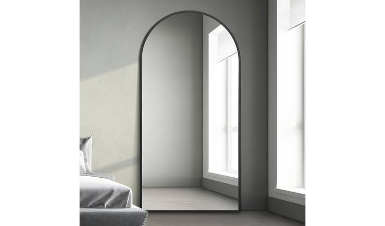 MirrorOutlet Arcus Black Metal Arch Wall Mirror - 200x100cm