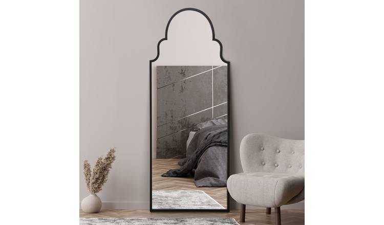 MirrorOutlet Arcus Black Metal Arch Wall Mirror - 180x70cm