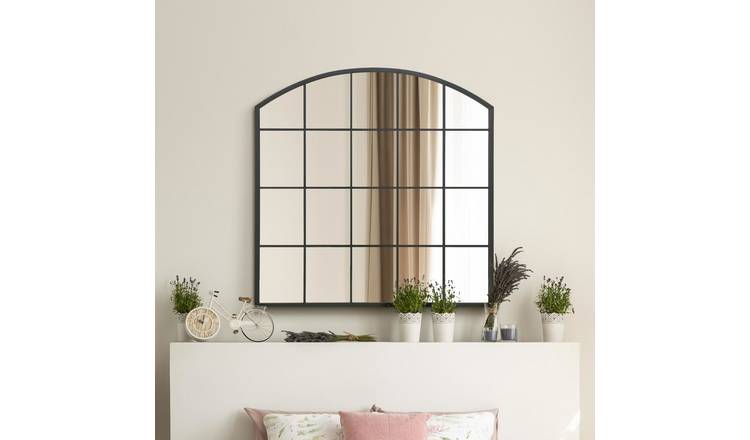 MirrorOutlet Arcus Black Metal Arch Wall Mirror - 100x100cm