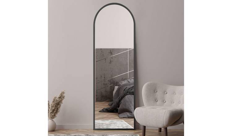 MirrorOutlet Arcus Black Metal Arch Wall Mirror - 180x60cm