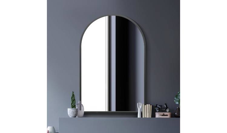 MirrorOutlet Arcus Black Metal Arch Wall Mirror - 120x80cm