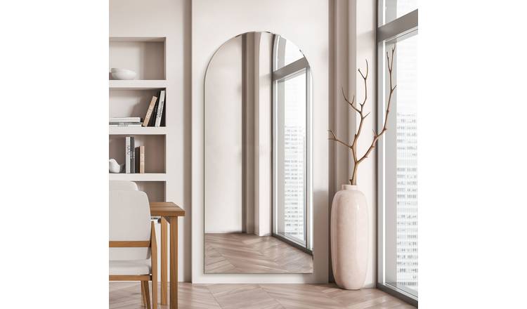 MirrorOutlet Arcus Black Metal Arch Wall Mirror - 190x85cm