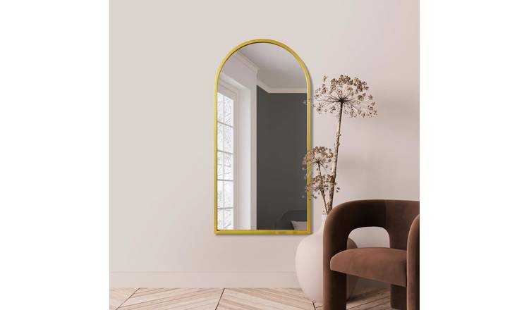 MirrorOutlet Arcus Gold Metal Arch Wall Mirror - 140x70cm