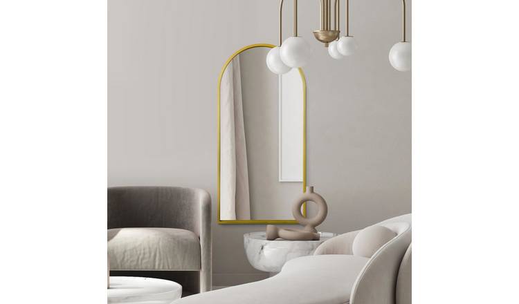 MirrorOutlet Arcus Gold Metal Arch Wall Mirror - 160x80cm