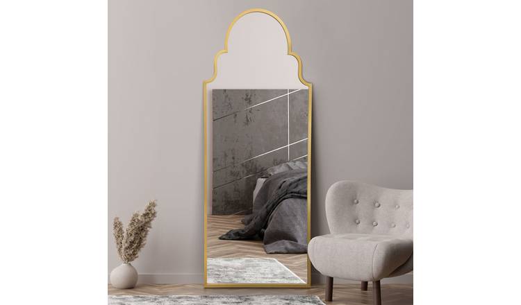 MirrorOutlet Arcus Gold Metal Arch Wall Mirror - 180x70cm