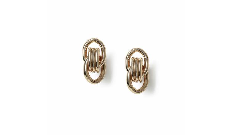 Freedom Gold Tone Link Mini Drop Earrings