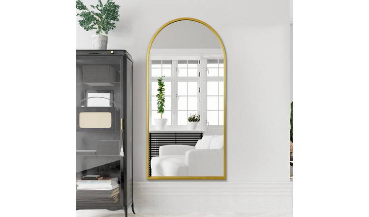 MirrorOutlet Arcus Gold Metal Arch Wall Mirror - 180x90cm