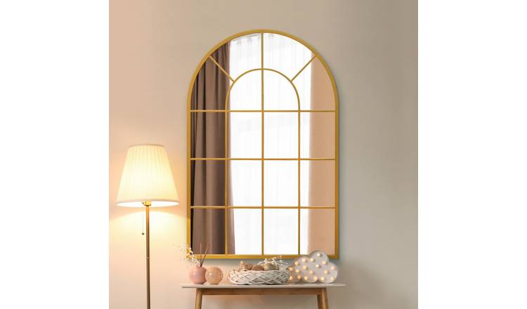 MirrorOutlet Arcus Gold Metal Arch Wall Mirror - 120x80cm