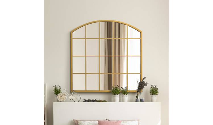 MirrorOutlet Arcus Gold Metal Arch Wall Mirror - 100x100cm
