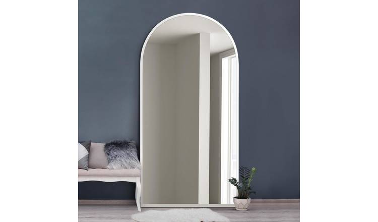 MirrorOutlet Arcus White Metal Arch Wall Mirror - 180x90cm