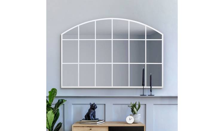 MirrorOutlet Arcus White Metal Arch Wall Mirror - 75x110cm