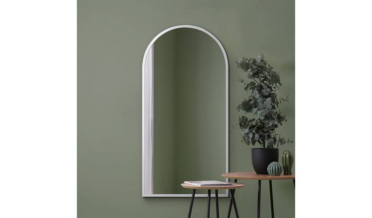 MirrorOutlet Arcus White Metal Arch Wall Mirror - 140x70cm
