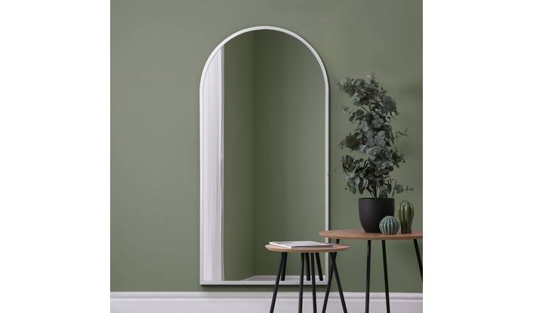 MirrorOutlet Arcus White Metal Arch Wall Mirror - 160x80cm
