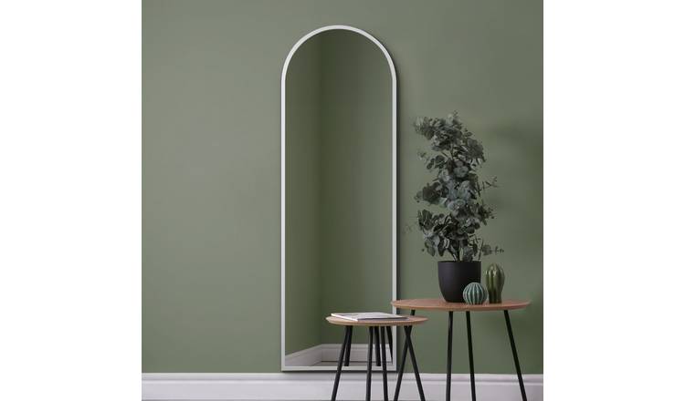 MirrorOutlet Arcus White Metal Arch Wall Mirror - 180x60cm