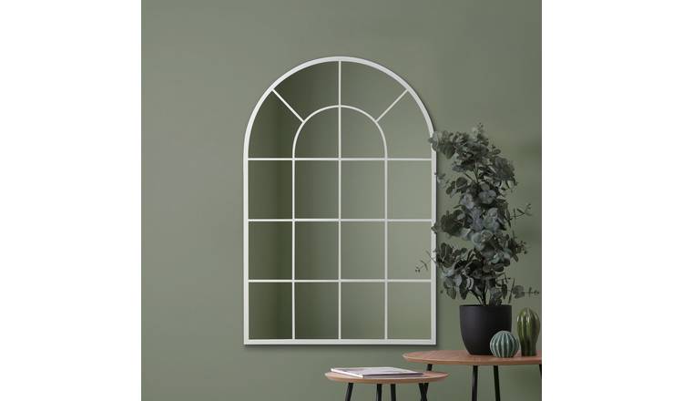 MirrorOutlet Arcus White Metal Arch Wall Mirror - 120x80cm