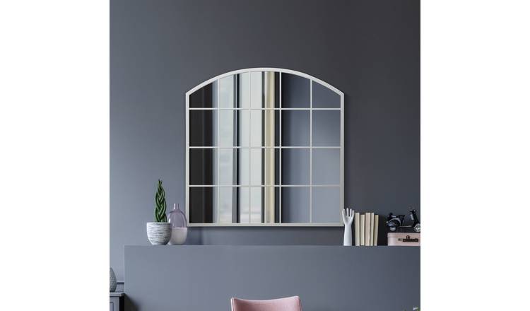 MirrorOutlet Arcus White Metal Arch Wall Mirror - 100x100cm