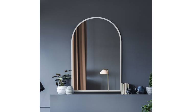 MirrorOutlet Arcus White Metal Arch Wall Mirror - 120x80cm