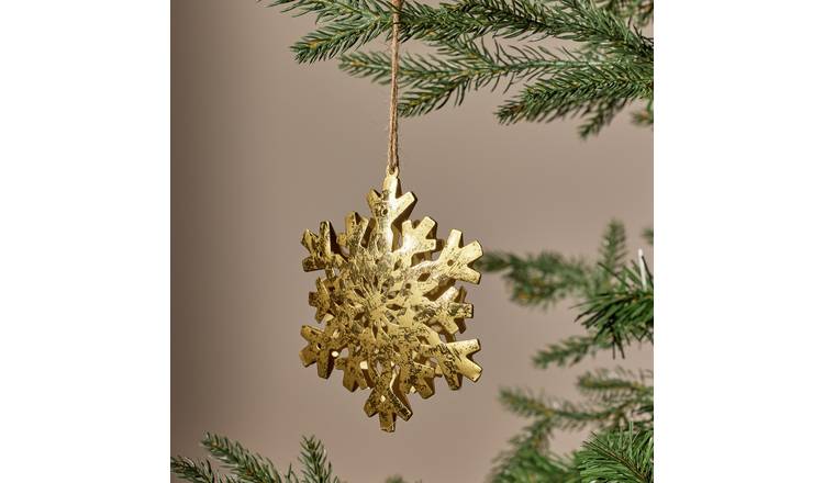 Argos Home Gold Snowflake Hanging Christmas Ornament
