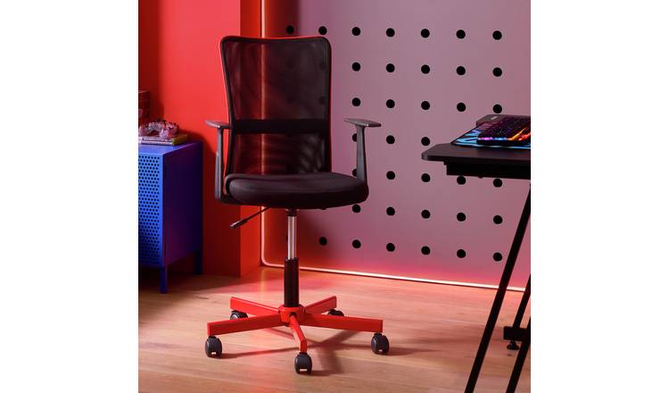 Argos Home Compact Mesh Metal Gaming Chair - Black & Red