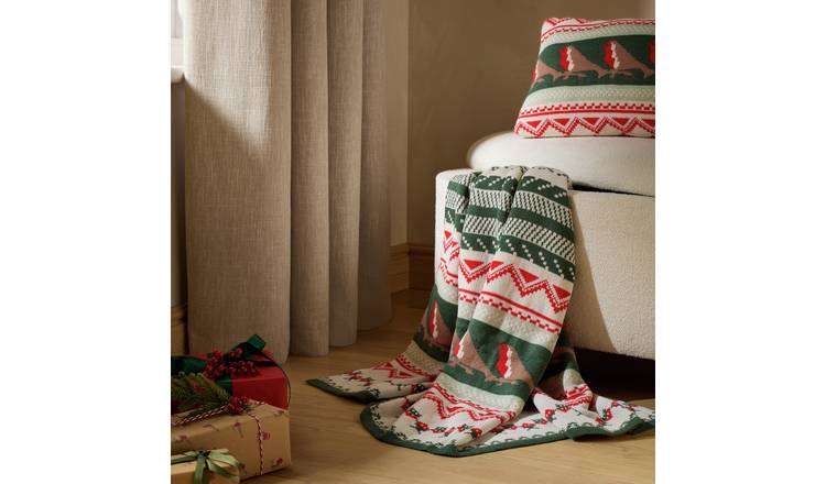 Argos Home Robin Fairisle Knitted Throw - Green - 150x125cm