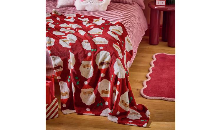 Argos Home Santa Printed Fleece Throw - Red - 150x125cm