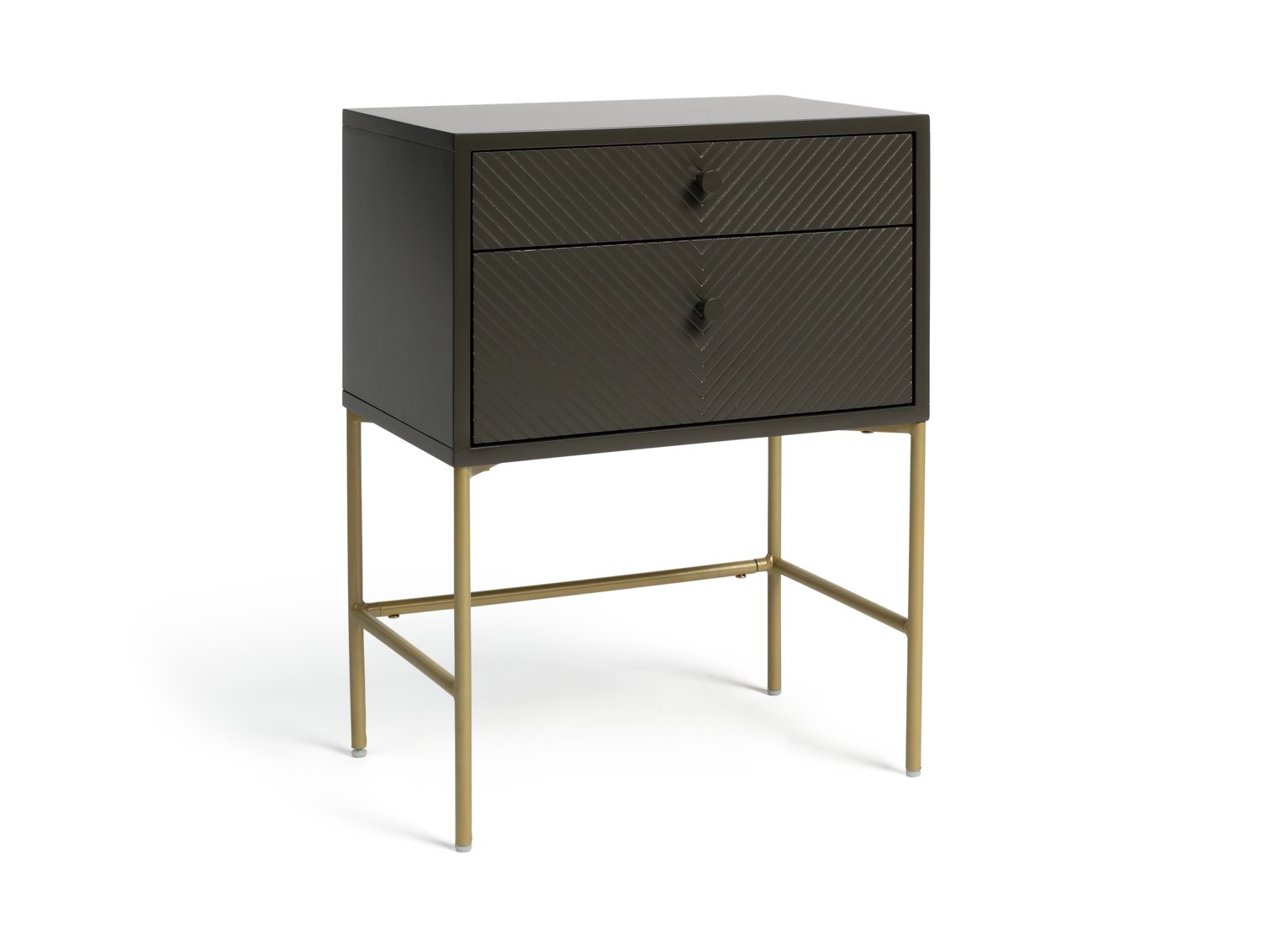 Habitat Barcelona 2 Drawer Bedside Table - Charcoal